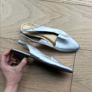 Etienne Aigner Silver Slingback Mules 7